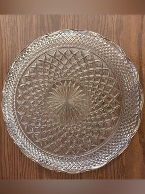 Vintage Cut Glass Serving Platter - Clear
